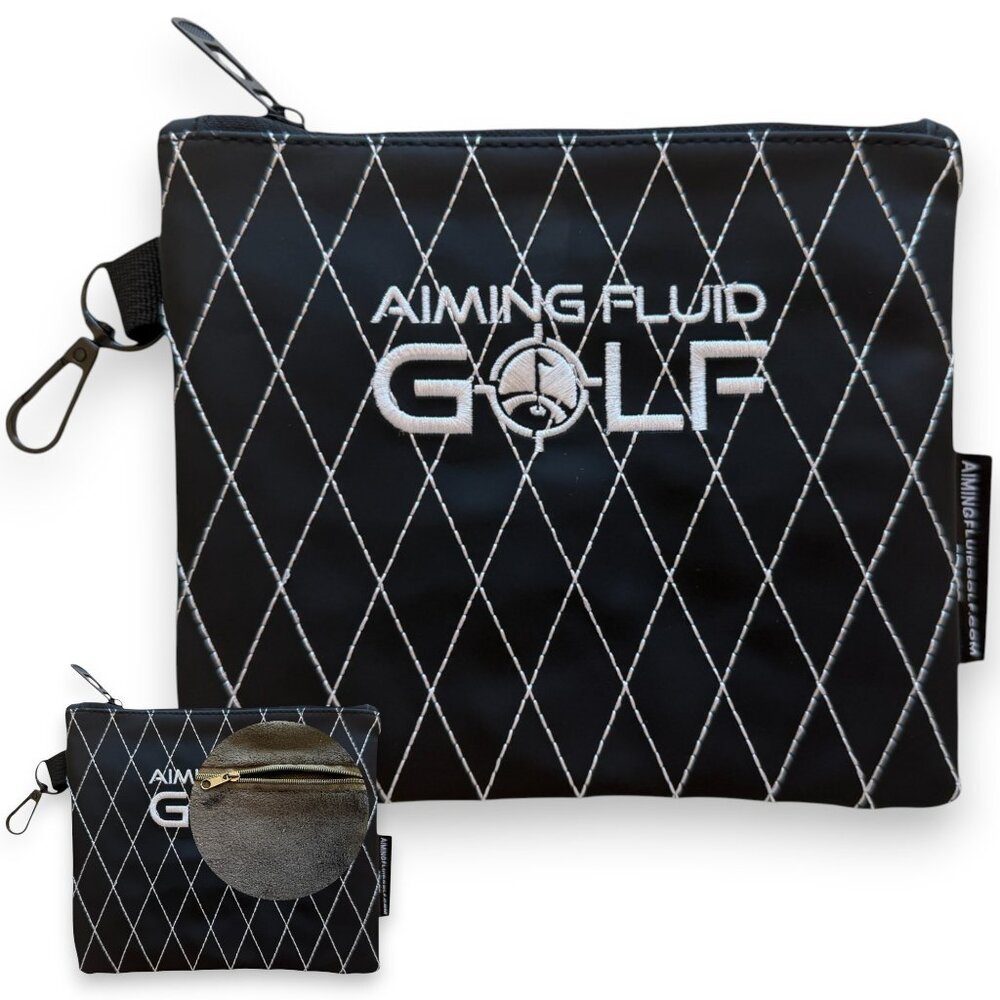 Premium Leather Golf Utility Pouch with Zippered Closure with Diamond Stitching
